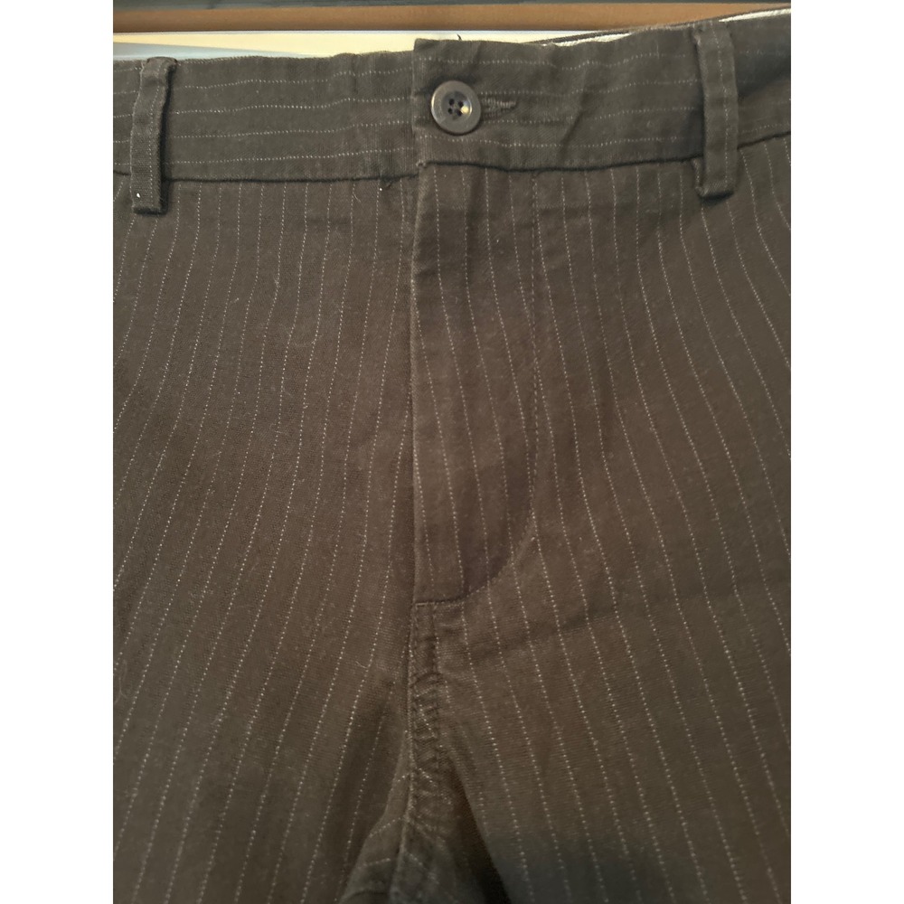 Banana Republic Heritage Mens Brown Pinstripe Cotton Trousers 33x32 Straight Leg - Picture 2 of 7